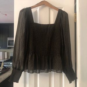 NWT XL Nine West smocked peplum top
